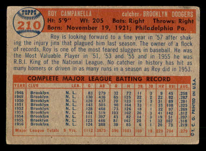 1957 Topps Baseball #210 Roy Campanella Dodgers VG 568496