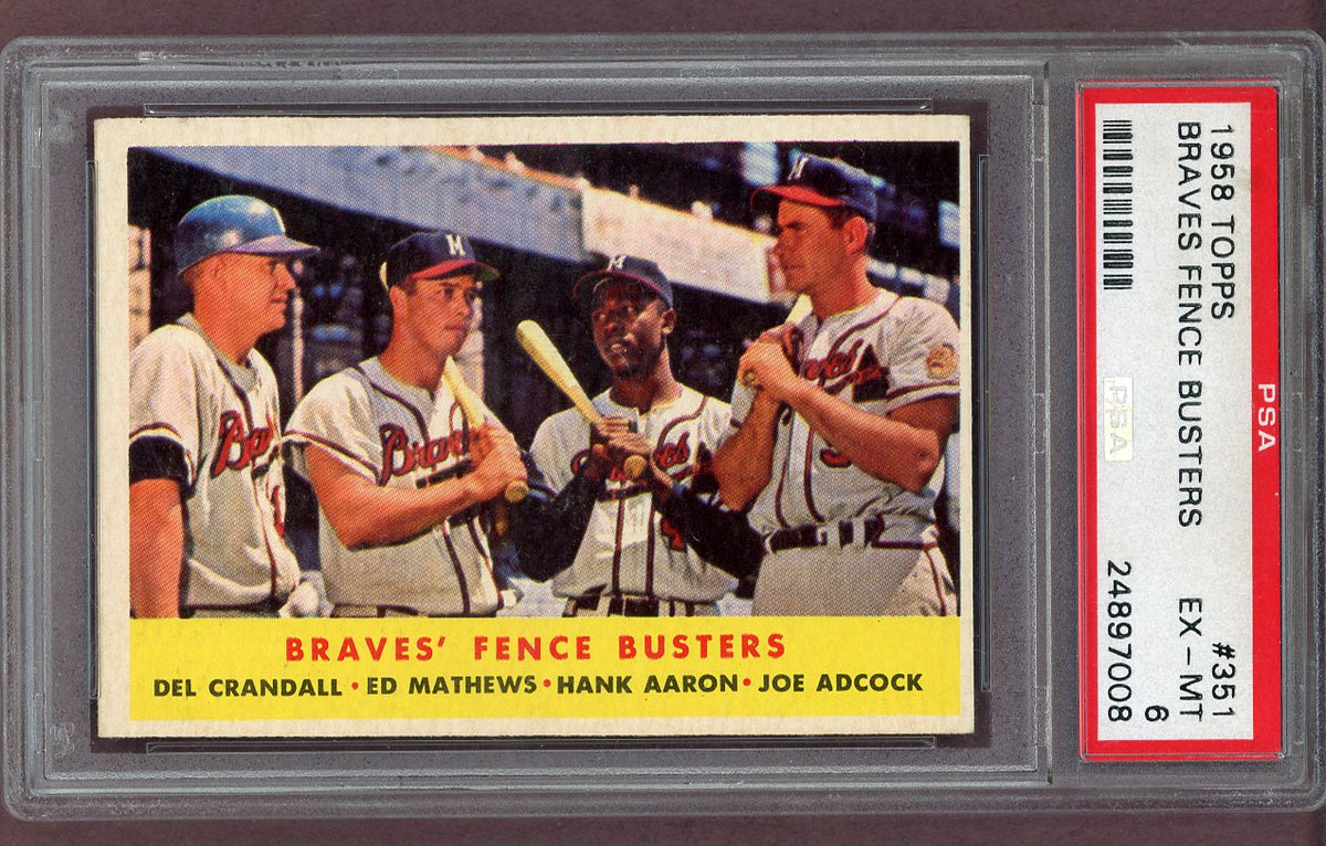 1958 Topps Baseball #351 Hank Aaron Eddie Mathews PSA 6 EX-MT 568615