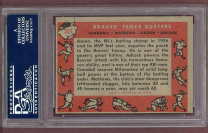 1958 Topps Baseball #351 Hank Aaron Eddie Mathews PSA 6 EX-MT 568615