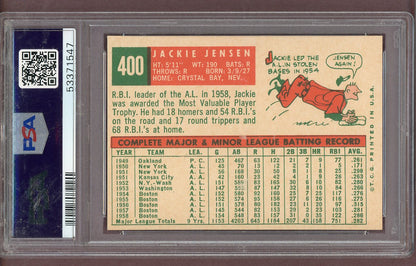 1959 Topps Baseball #400 Jackie Jensen Red Sox PSA 8 NM/MT 568617