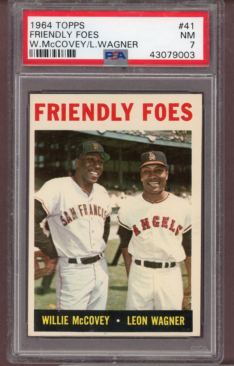 1964 Topps Baseball #041 Willie McCovey Leon Wagner PSA 7 NM 568621