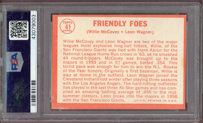1964 Topps Baseball #041 Willie McCovey Leon Wagner PSA 7 NM 568621