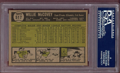 1961 Topps Baseball #517 Willie McCovey Giants PSA 7 NM 568628