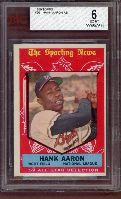 1959 Topps Baseball #561 Hank Aaron A.S. Braves BVG 6 EX-MT 568640