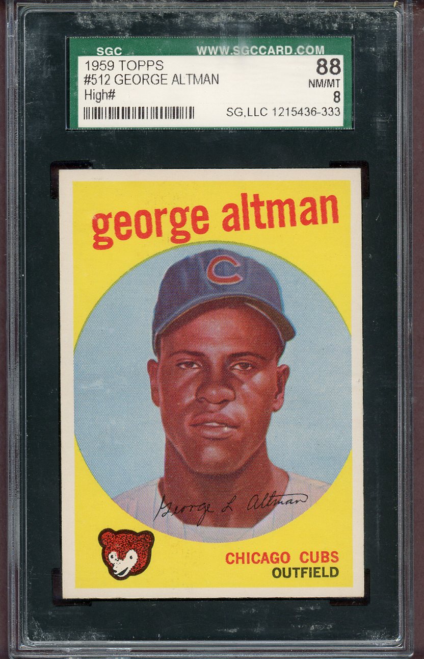 1959 Topps Baseball #512 George Altman Cubs SGC 8 NM/MT 568642