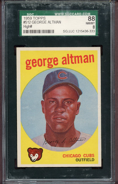 1959 Topps Baseball #512 George Altman Cubs SGC 8 NM/MT 568642