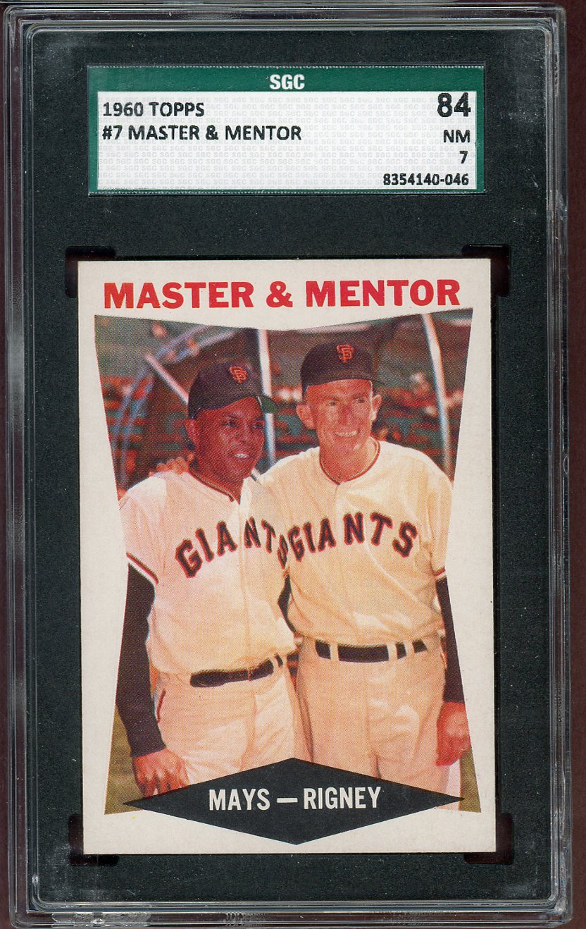 1960 Topps Baseball #007 Willie Mays Bill Rigney SGC 7 NM 568652