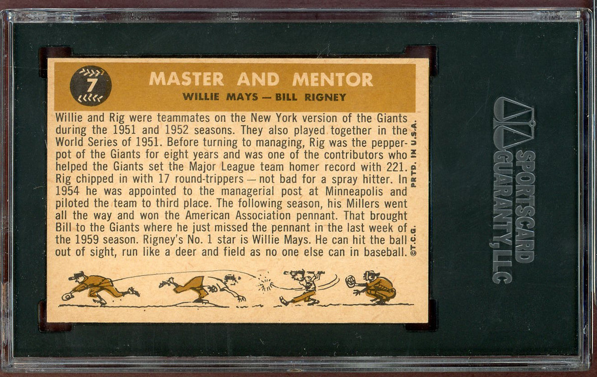 1960 Topps Baseball #007 Willie Mays Bill Rigney SGC 7 NM 568652