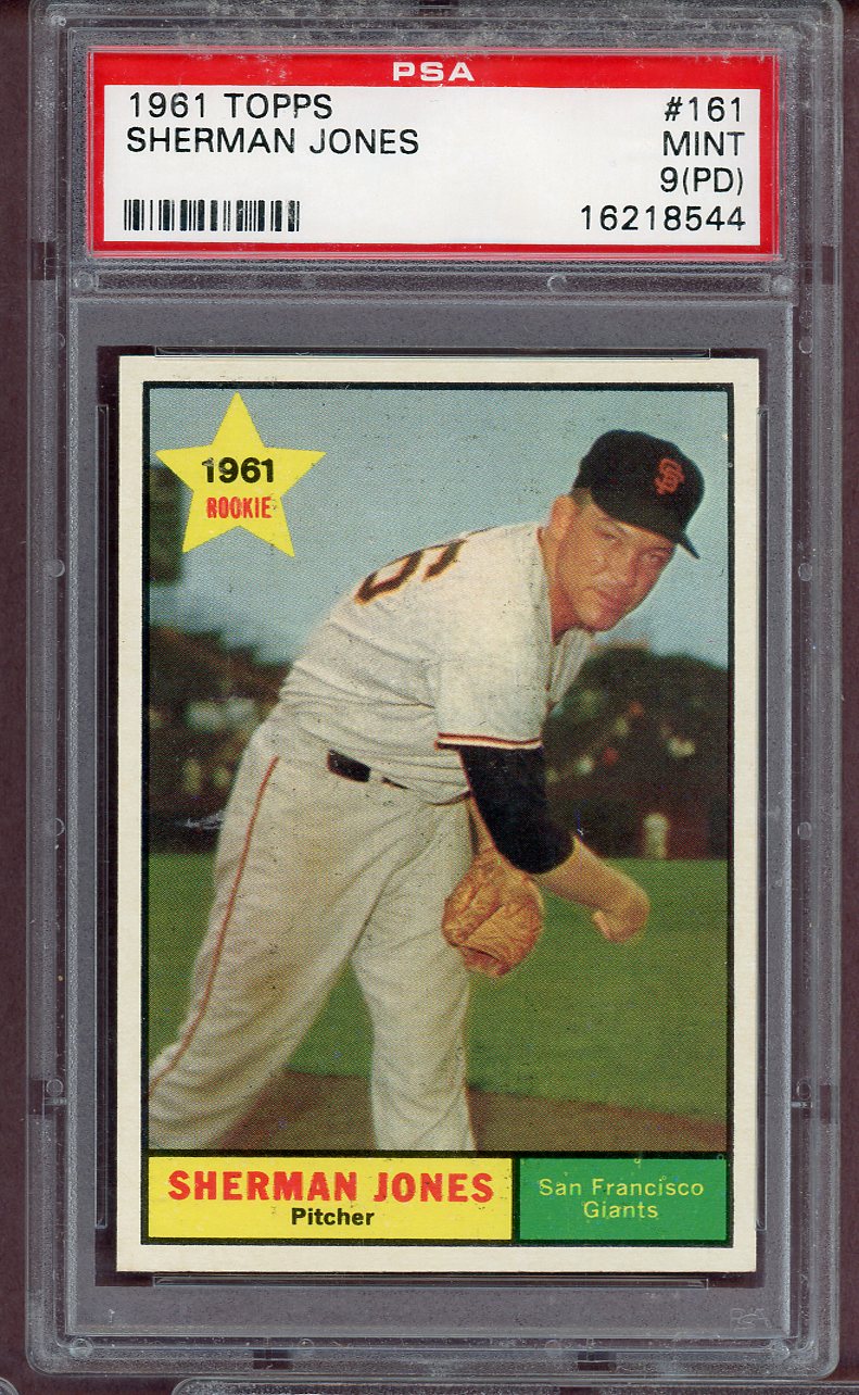 1961 Topps Baseball #161 Sherman Jones Giants PSA 9 MINT pd 568658