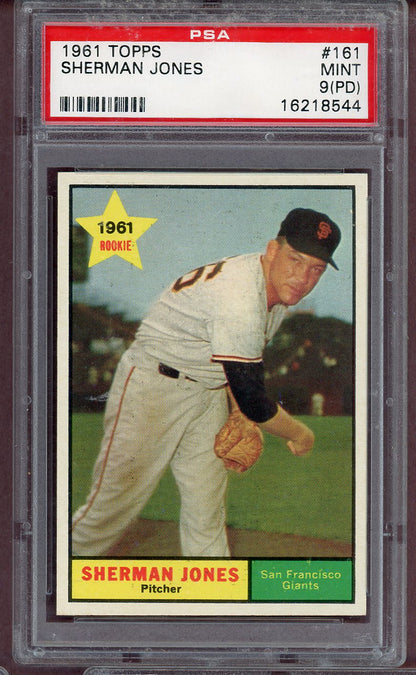 1961 Topps Baseball #161 Sherman Jones Giants PSA 9 MINT pd 568658