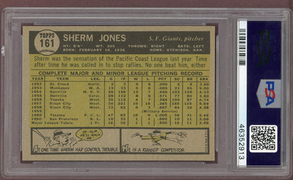 1961 Topps Baseball #161 Sherman Jones Giants PSA 7 NM 568659