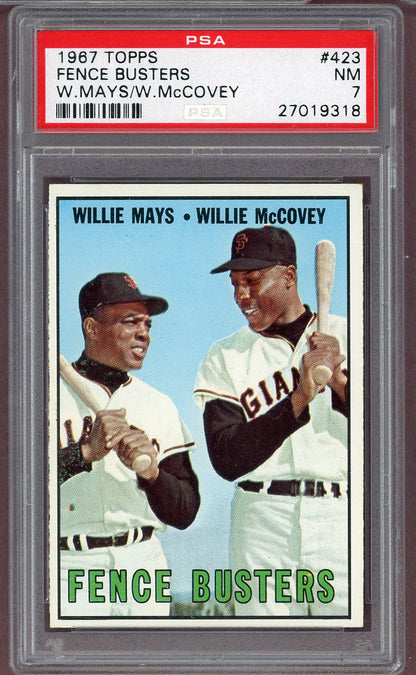1967 Topps Baseball #423 Willie Mays Willie McCovey PSA 7 NM 568663