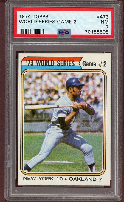1974 Topps Baseball #473 World Series Game 2 Willie Mays PSA 7 NM 568664