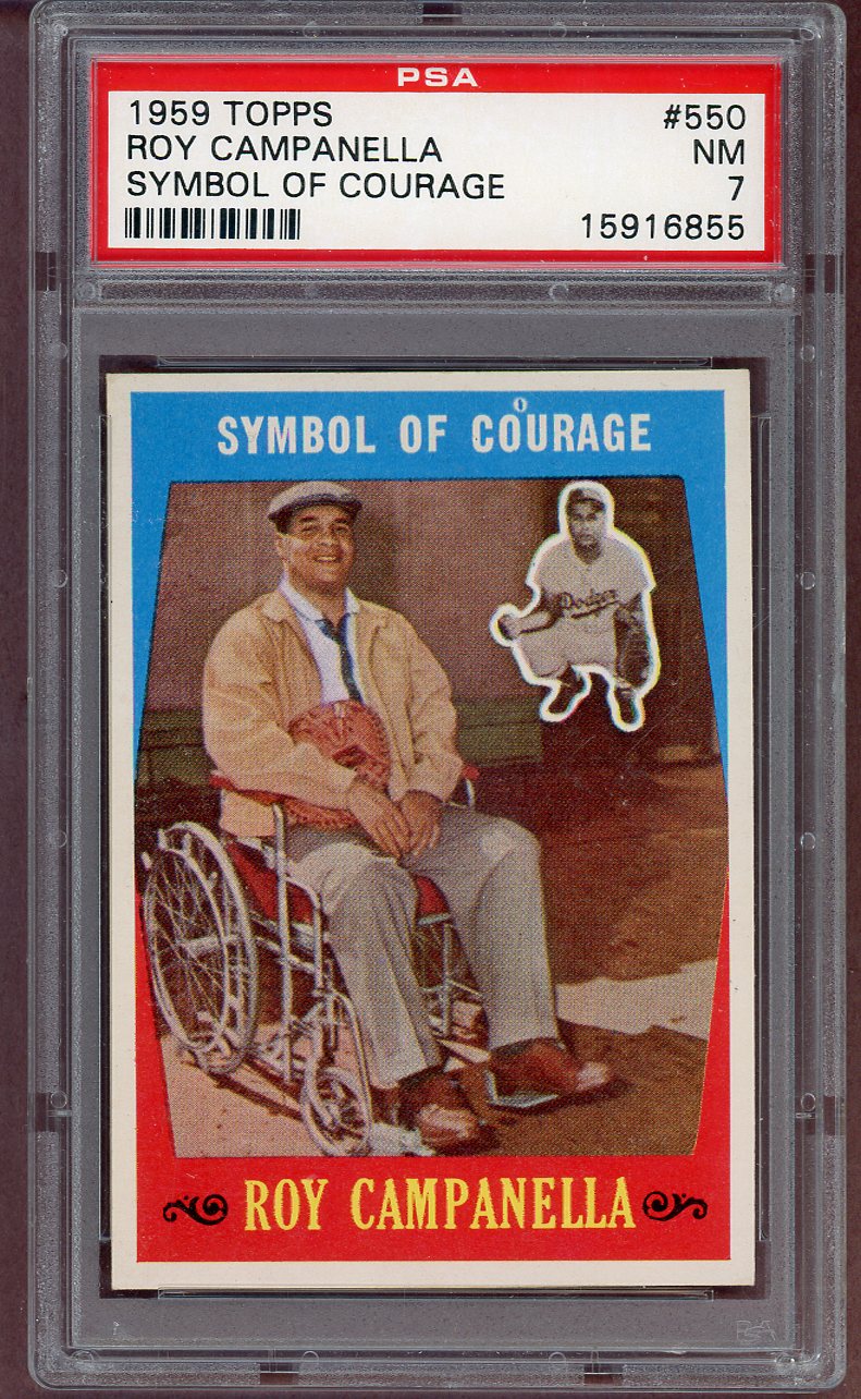 1959 Topps Baseball #550 Roy Campanella Dodgers PSA 7 NM 568668