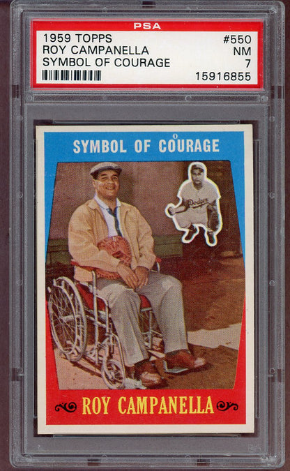 1959 Topps Baseball #550 Roy Campanella Dodgers PSA 7 NM 568668