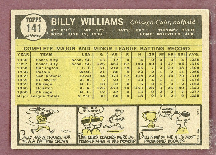 1961 Topps Baseball #141 Billy Williams Cubs VG-EX 568704