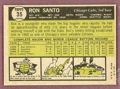 1961 Topps Baseball #035 Ron Santo Cubs EX+/EX-MT 568713