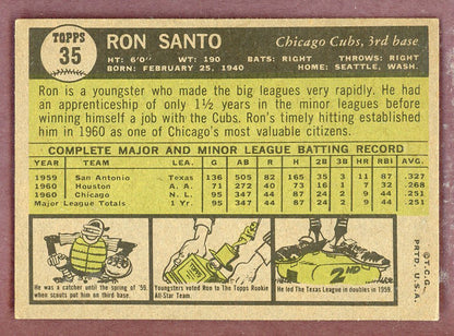 1961 Topps Baseball #035 Ron Santo Cubs EX-MT 568714