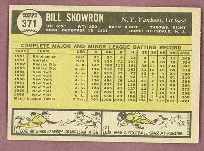 1961 Topps Baseball #371 Bill Skowron Yankees EX+/EX-MT 568716