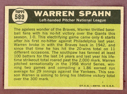 1961 Topps Baseball #589 Warren Spahn Braves A.S VG-EX 568717