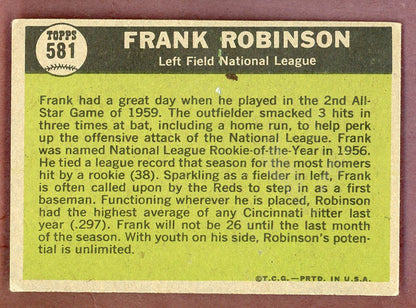 1961 Topps Baseball #581 Frank Robinson A.S. Reds VG-EX 568720