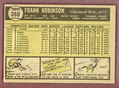 1961 Topps Baseball #360 Frank Robinson Reds VG-EX 568723