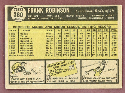 1961 Topps Baseball #360 Frank Robinson Reds NR-MT 568724