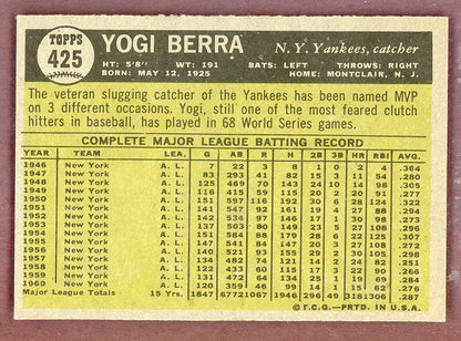 1961 Topps Baseball #425 Yogi Berra Yankees EX-MT 568750