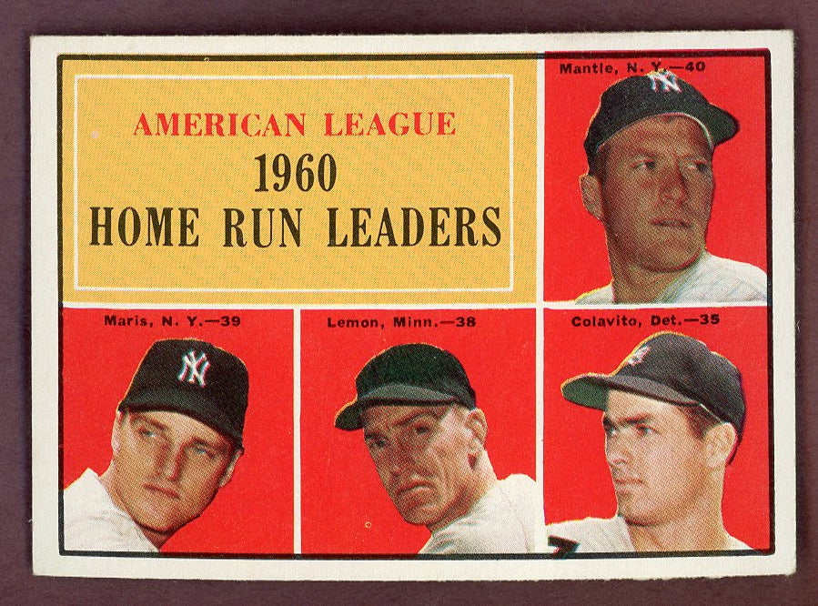 1961 Topps Baseball #044 A.L. Home Run Leaders Mickey Mantle EX-MT 568754