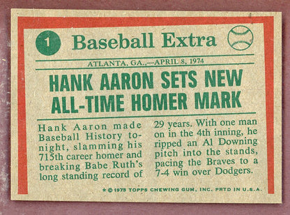 1975 Topps Baseball #001 Hank Aaron HL Braves EX-MT 568768