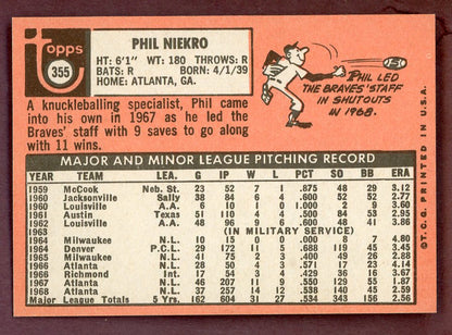 1969 Topps Baseball #355 Phil Niekro Braves NR-MT 568792