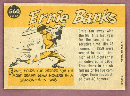 1960 Topps Baseball #560 Ernie Banks A.S. Cubs NR-MT 568806
