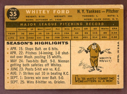 1960 Topps Baseball #035 Whitey Ford Yankees VG-EX 568810