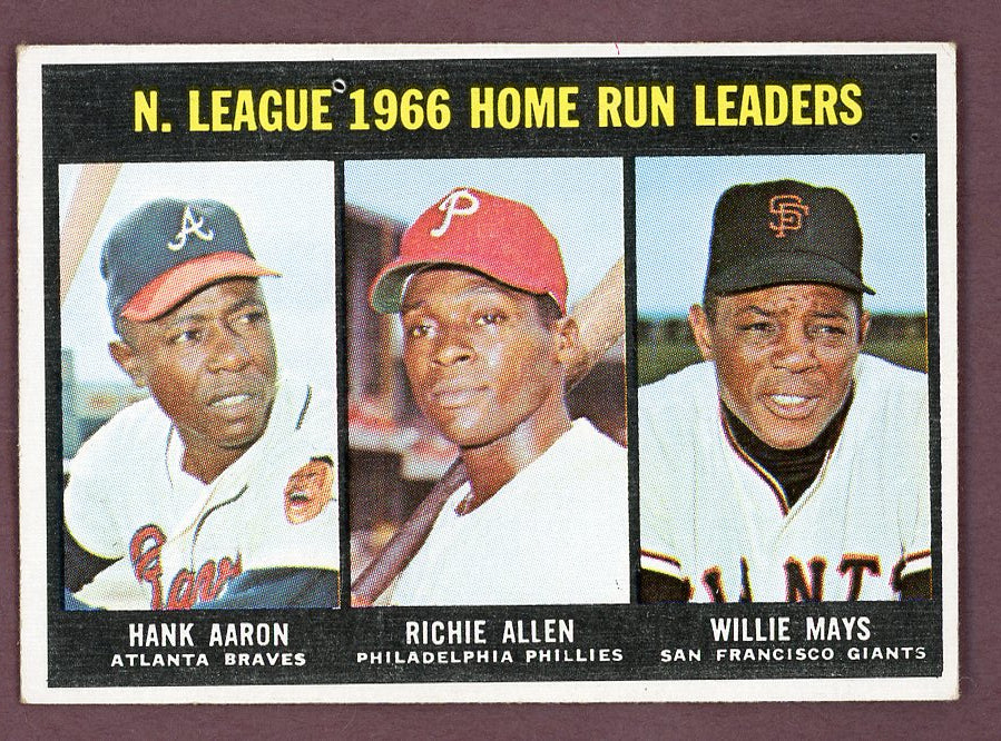 1967 Topps Baseball #244 N.L. Home Run Leaders Aaron Mays EX+/EX-MT 568815