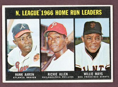 1967 Topps Baseball #244 N.L. Home Run Leaders Aaron Mays EX+/EX-MT 568815