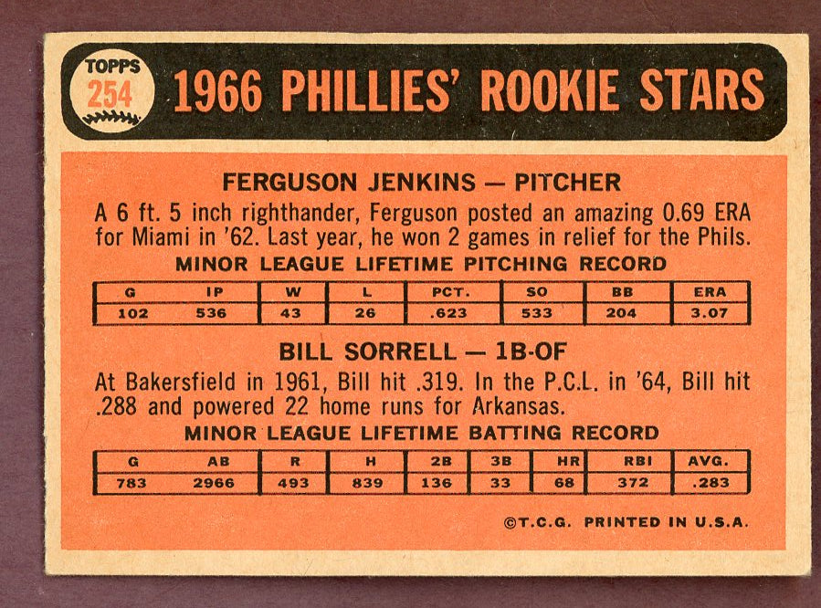 1966 Topps Baseball #254 Fergie Jenkins Phillies VG-EX 568819