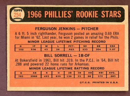 1966 Topps Baseball #254 Fergie Jenkins Phillies VG-EX 568819
