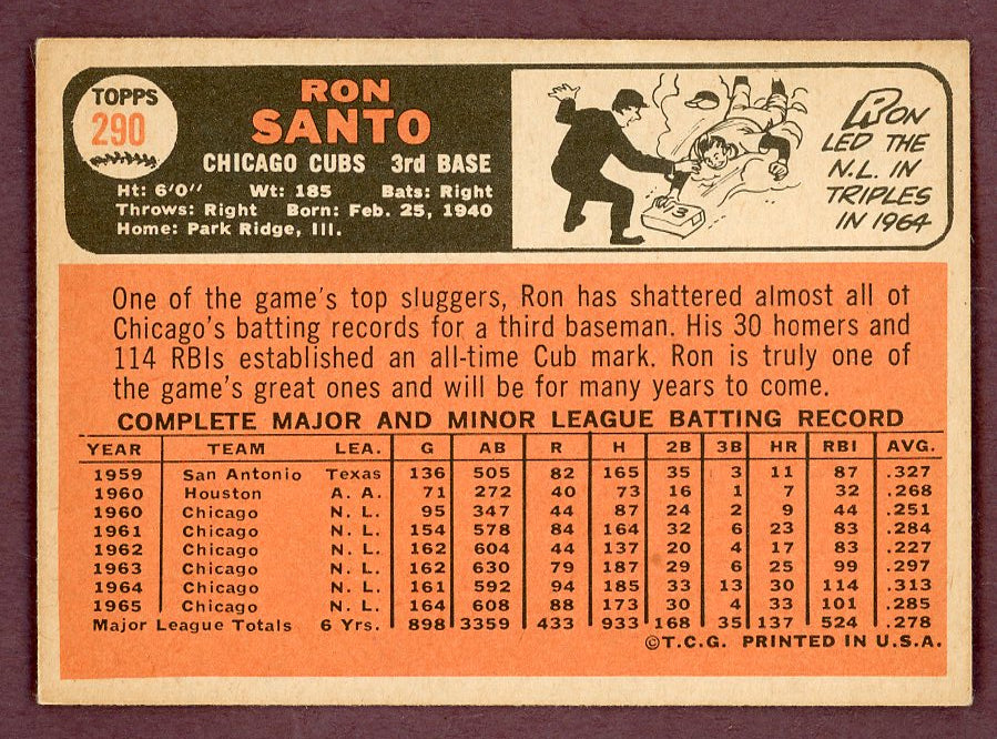 1966 Topps Baseball #290 Ron Santo Cubs VG-EX 568824