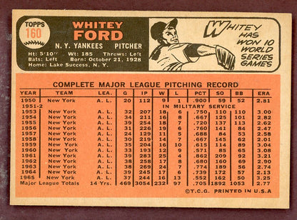 1966 Topps Baseball #160 Whitey Ford Yankees EX-MT 568831
