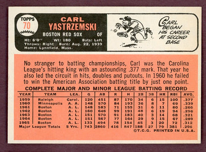 1966 Topps Baseball #070 Carl Yastrzemski Red Sox EX-MT 568833