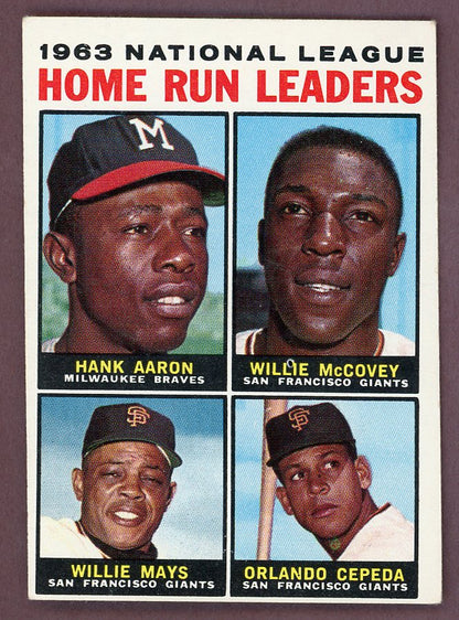 1964 Topps Baseball #009 N.L. Home Run Leaders Aaron Mays EX+/EX-MT 568850