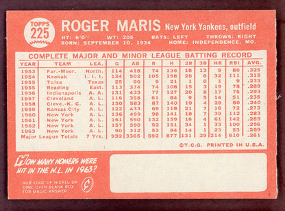 1964 Topps Baseball #225 Roger Maris Yankees NR-MT 568854