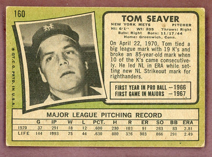 1971 Topps Baseball #160 Tom Seaver Mets VG-EX 568879