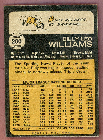 1973 Topps Baseball #200 Billy Williams Cubs EX-MT 568889
