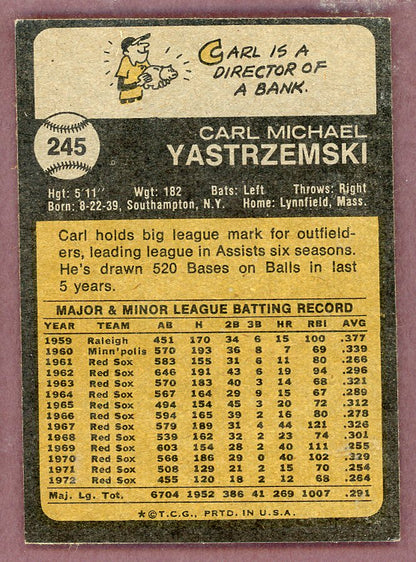 1973 Topps Baseball #245 Carl Yastrzemski Red Sox NR-MT 568893