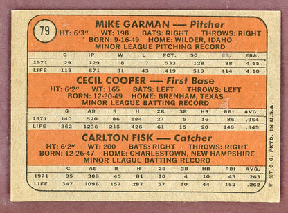 1972 Topps Baseball #079 Carlton Fisk Red Sox VG-EX 568901