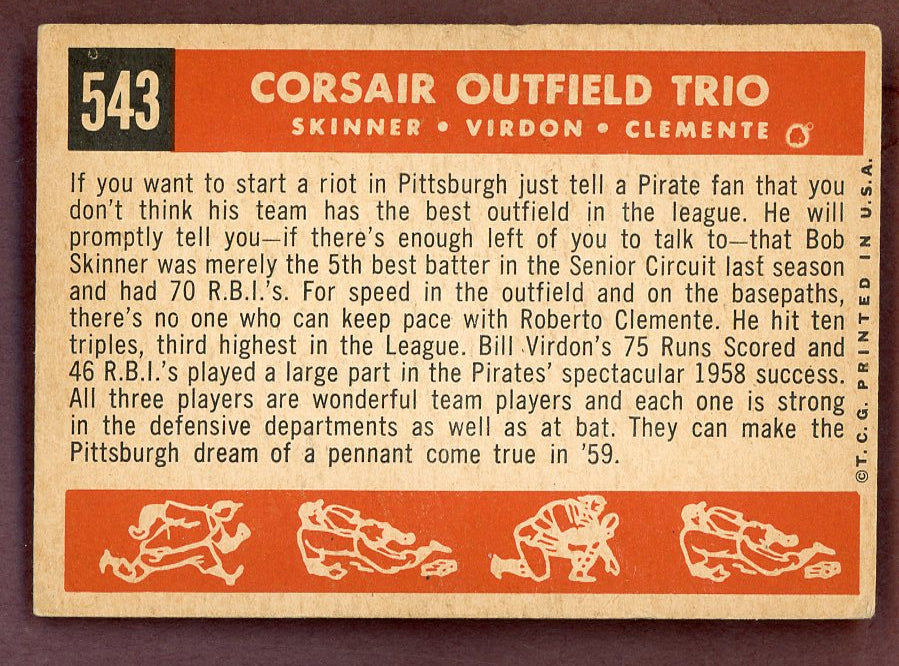 1959 Topps Baseball #543 Roberto Clemente Bill Virdon VG-EX 568909