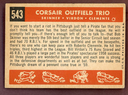 1959 Topps Baseball #543 Roberto Clemente Bill Virdon VG-EX 568909