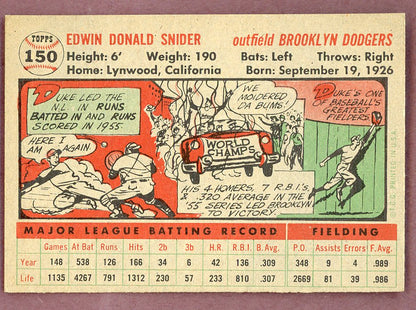 1956 Topps Baseball #150 Duke Snider Dodgers EX-MT 568919