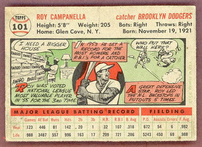 1956 Topps Baseball #101 Roy Campanella Dodgers VG-EX 568920